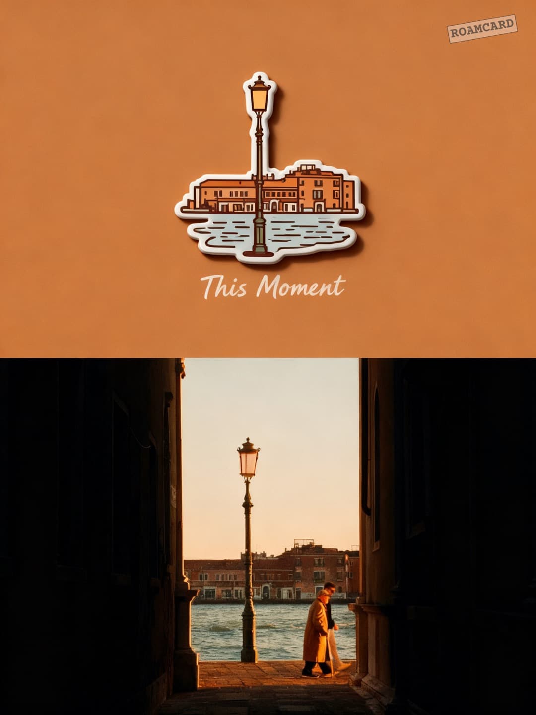 RoamCard keepsake poster — hand-drawn illustration paired with your photo